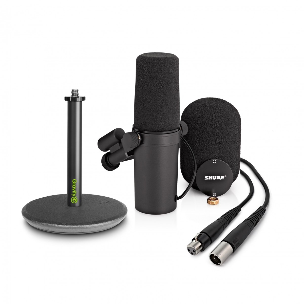 Shure SM7B Microphone with Gravity Table Top Stand and Cable