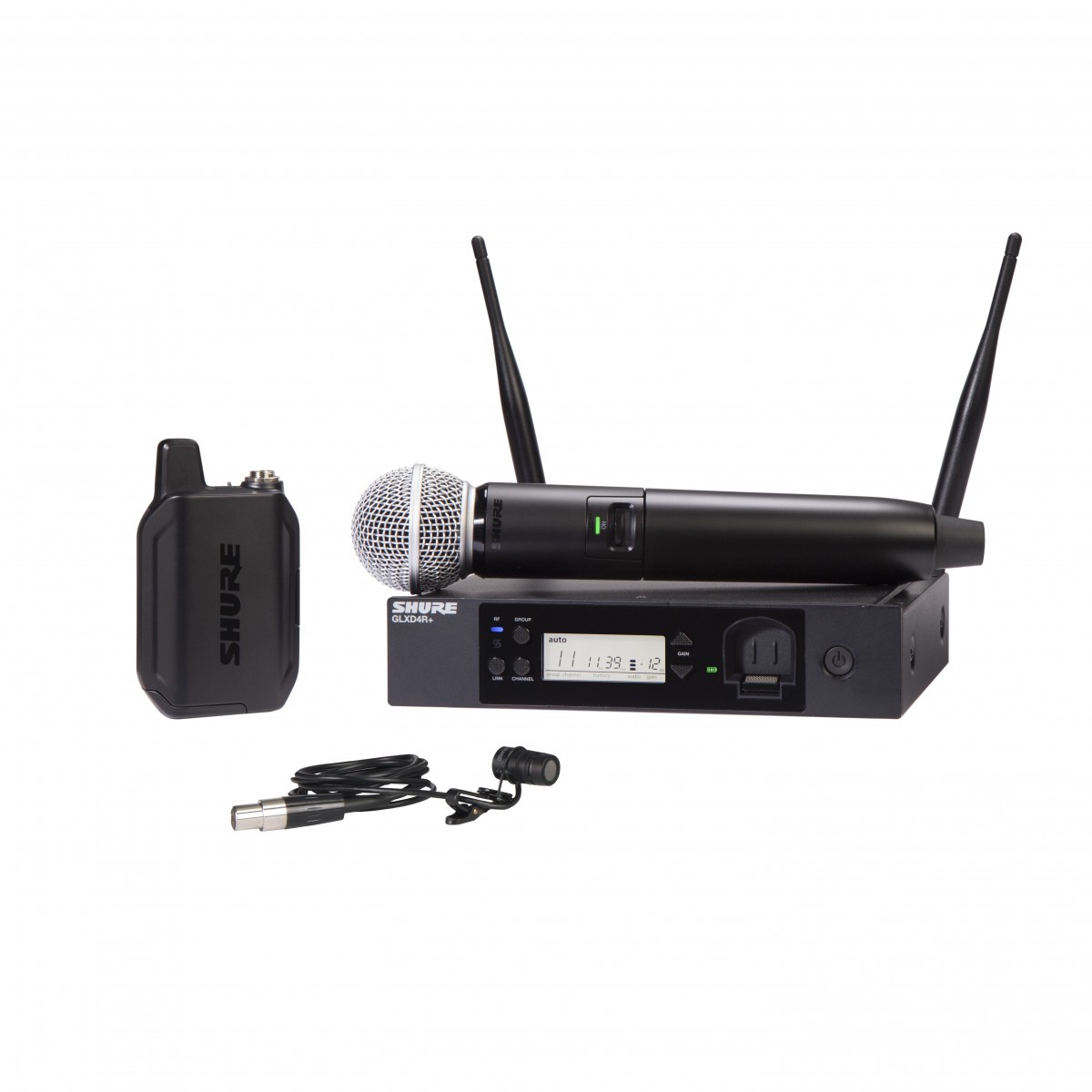 Shure GLXD124R+/85 Wireless Microphone System with WL185 and SM58