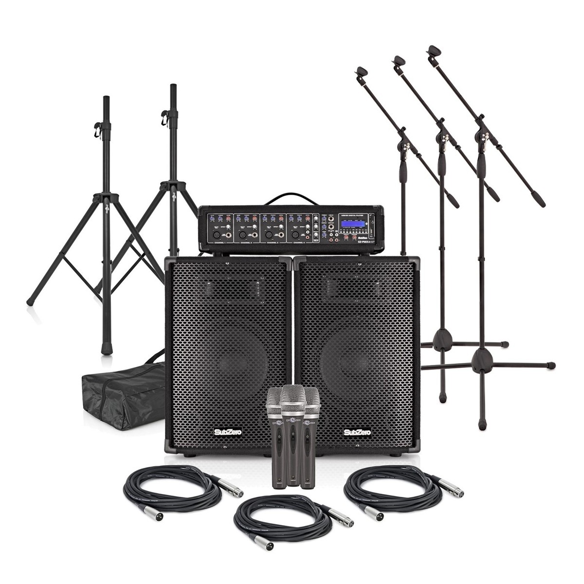 SubZero SZPA-410 175W 10" PA System with Microphones and Stands -  New In the Box        Microphone