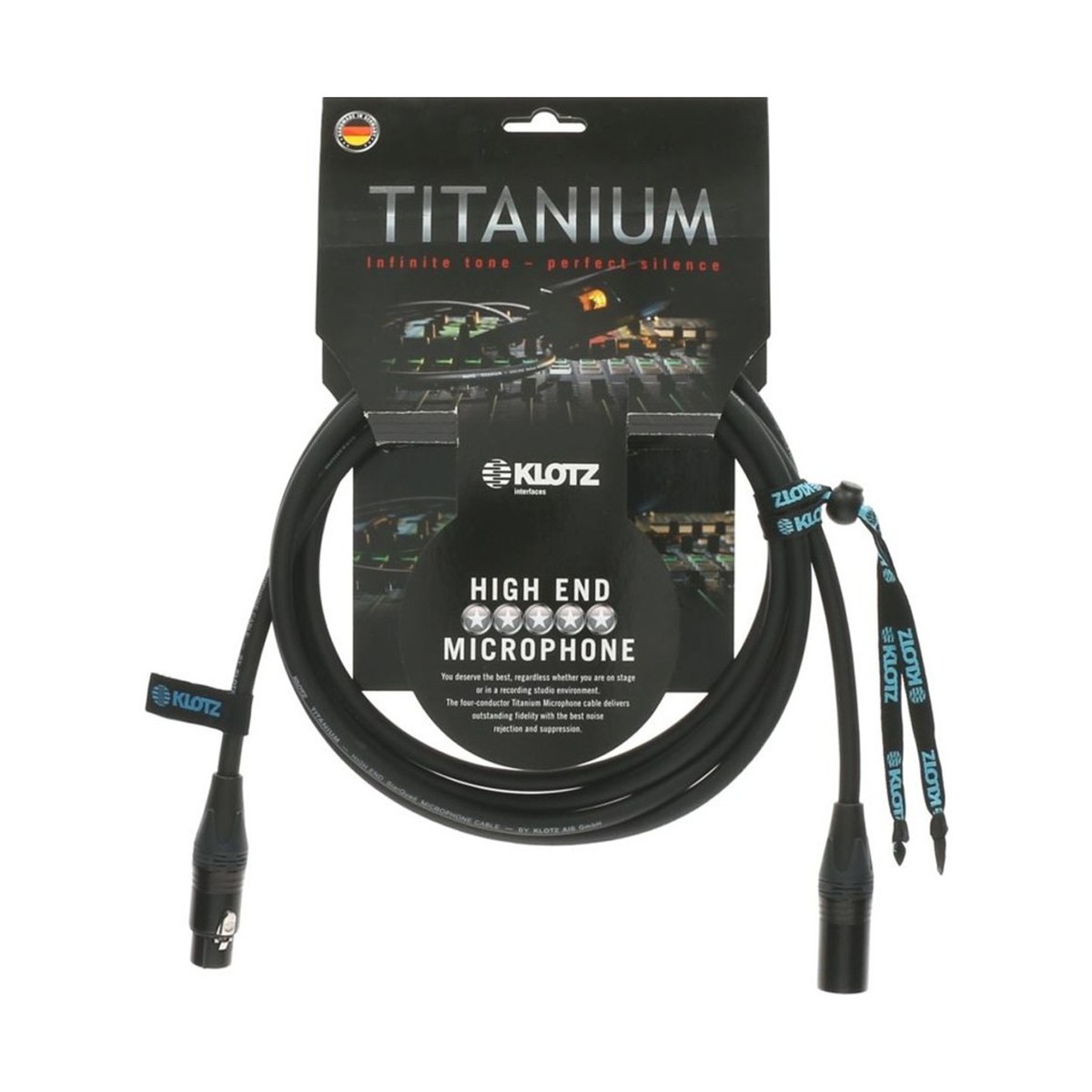 Klotz TI-M0300 Titanium StarQuad Microphone Cable Black 3m –  New In the Box  3 metre cable     Microphone Cable  Microphone