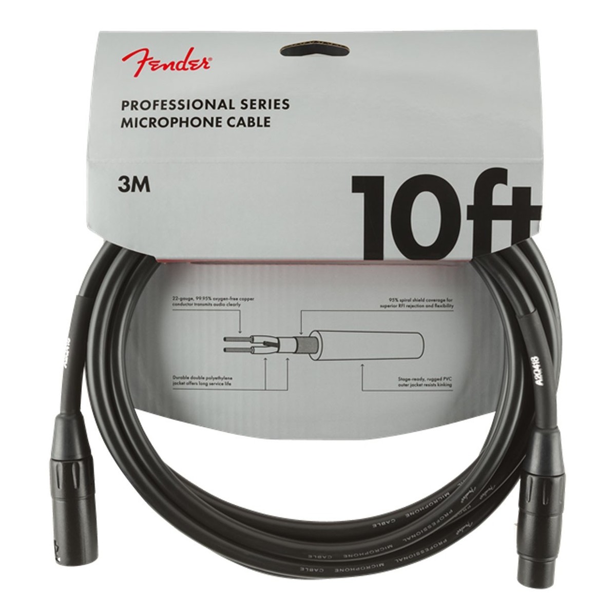 Fender Professional Series 3M/10ft Microphone Cable Black –  New In the Box  3 metre cable Professional    Microphone Cable  Microphone