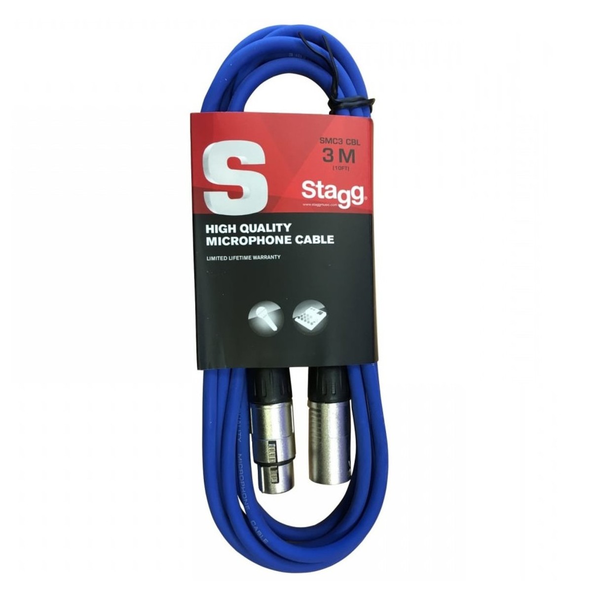 Stagg 3m XLR to XLR Microphone Cable Blue –  New In the Box  3 metre cable     XLR Microphone Cable Microphone