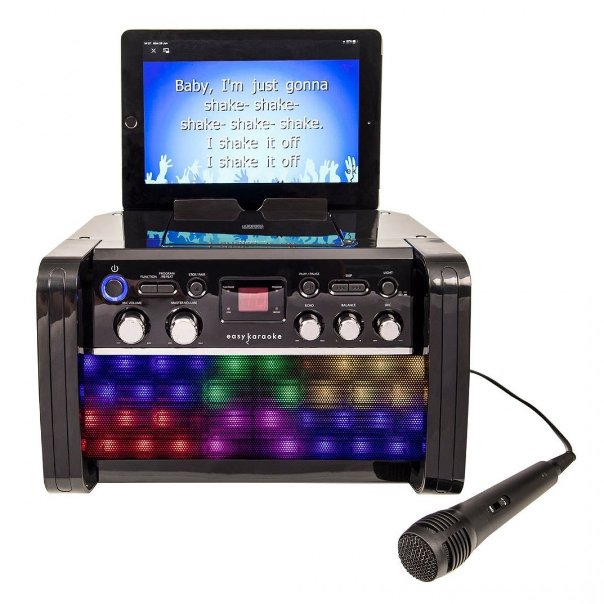 Easy Karaoke Bluetooth Karaoke System with LED Effects & 1 Microphone -  New In the Box        Microphone