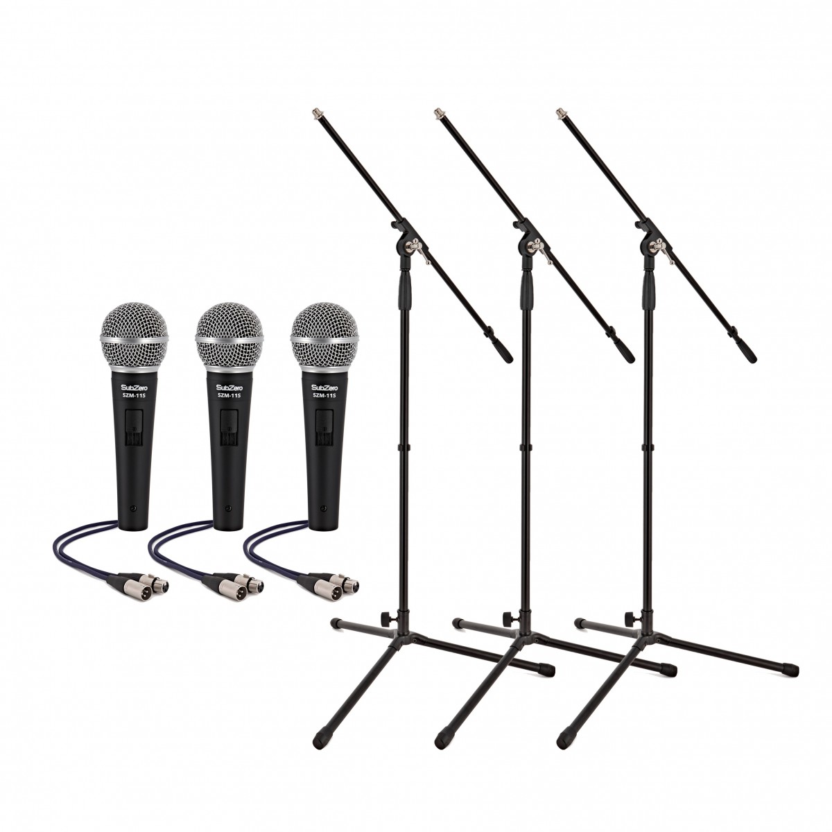 SubZero Dynamic Vocal Microphone with Switch 3x Stand Pack