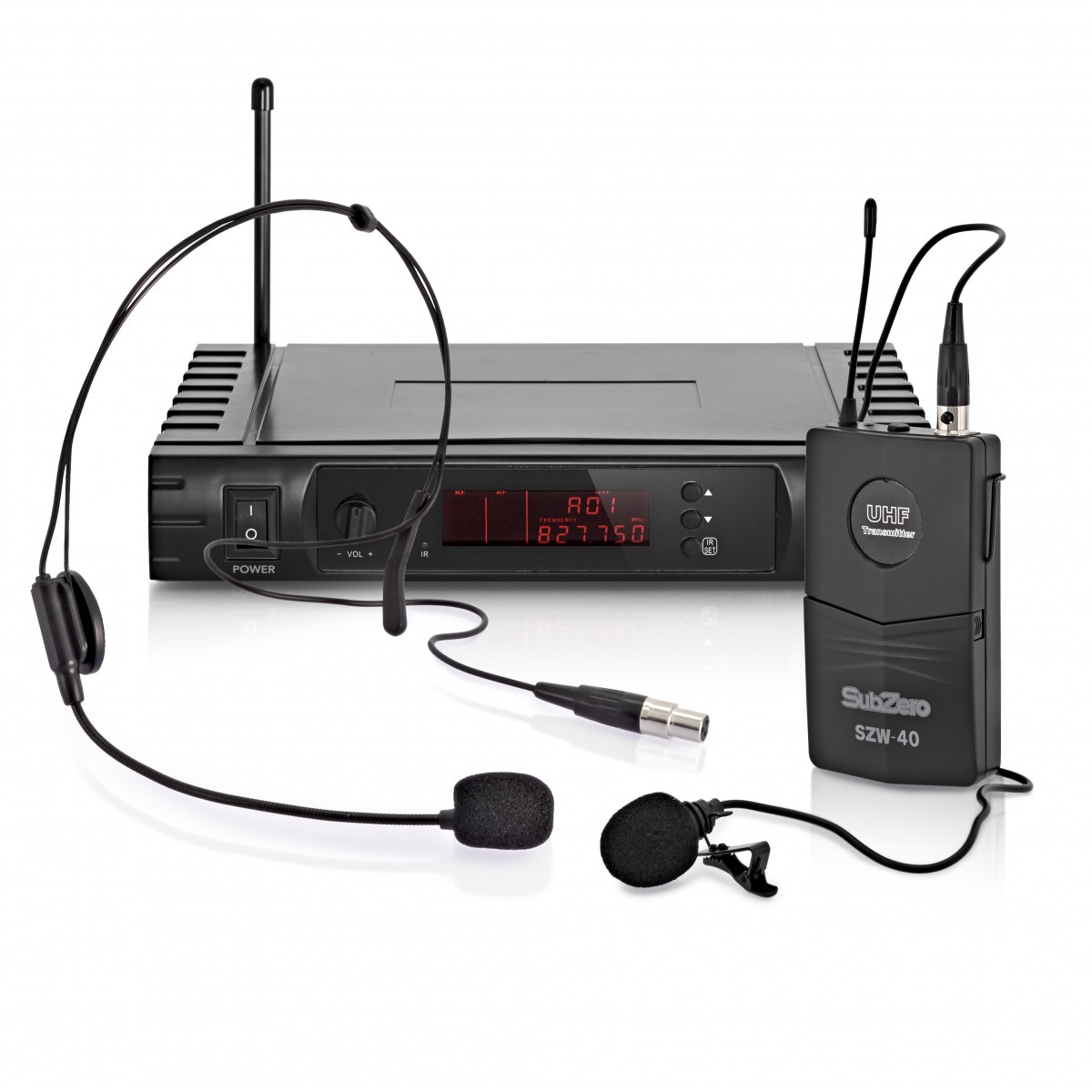 SubZero SZW-40 Lavalier and Headset Wireless Microphone System -  New In the Box      Headset Wireless Microphone Lavalier Wireless Microphone