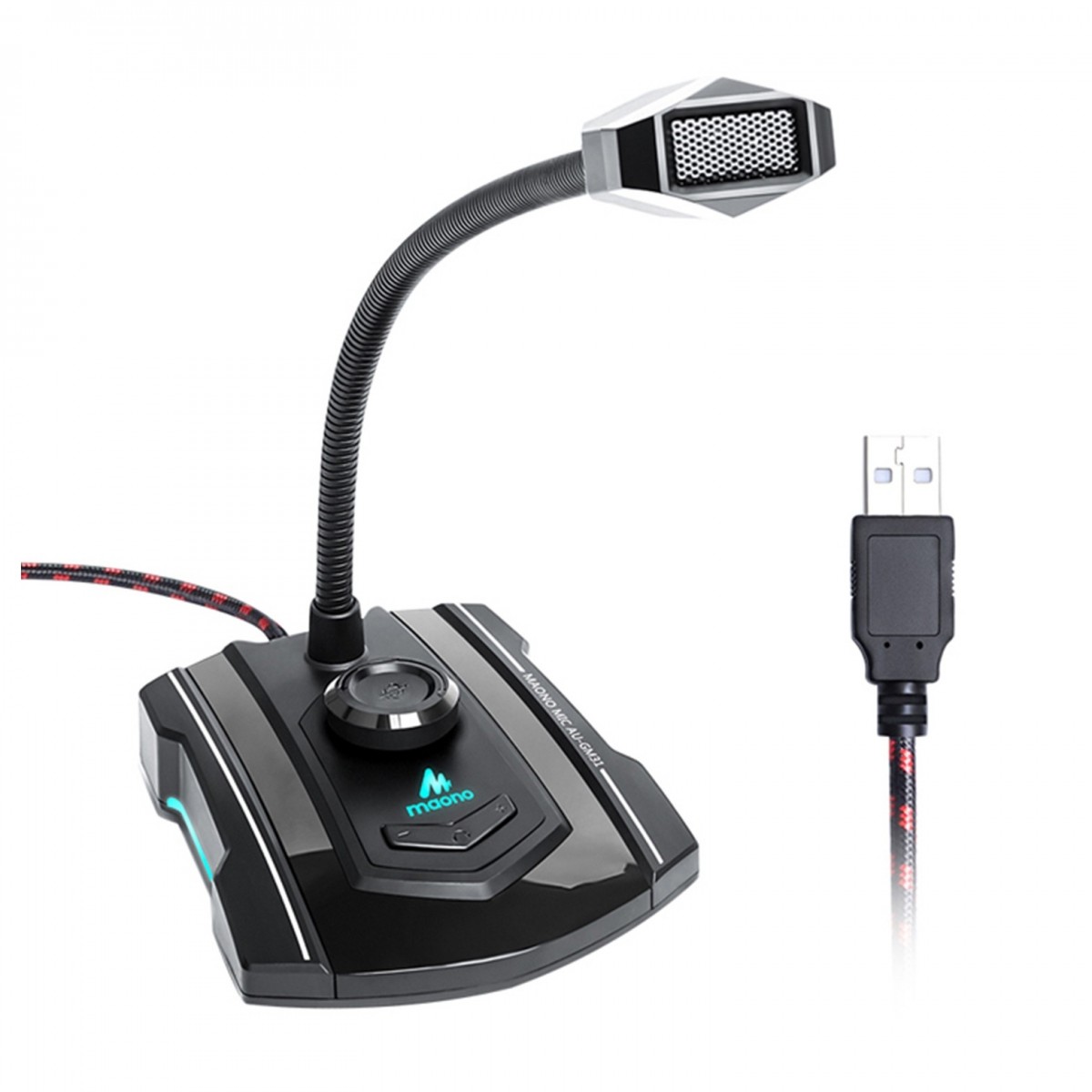 Maono USB-A Gooseneck Tabletop Microphone with Gain Control LED Light -  New In the Box      Gooseneck  Microphone