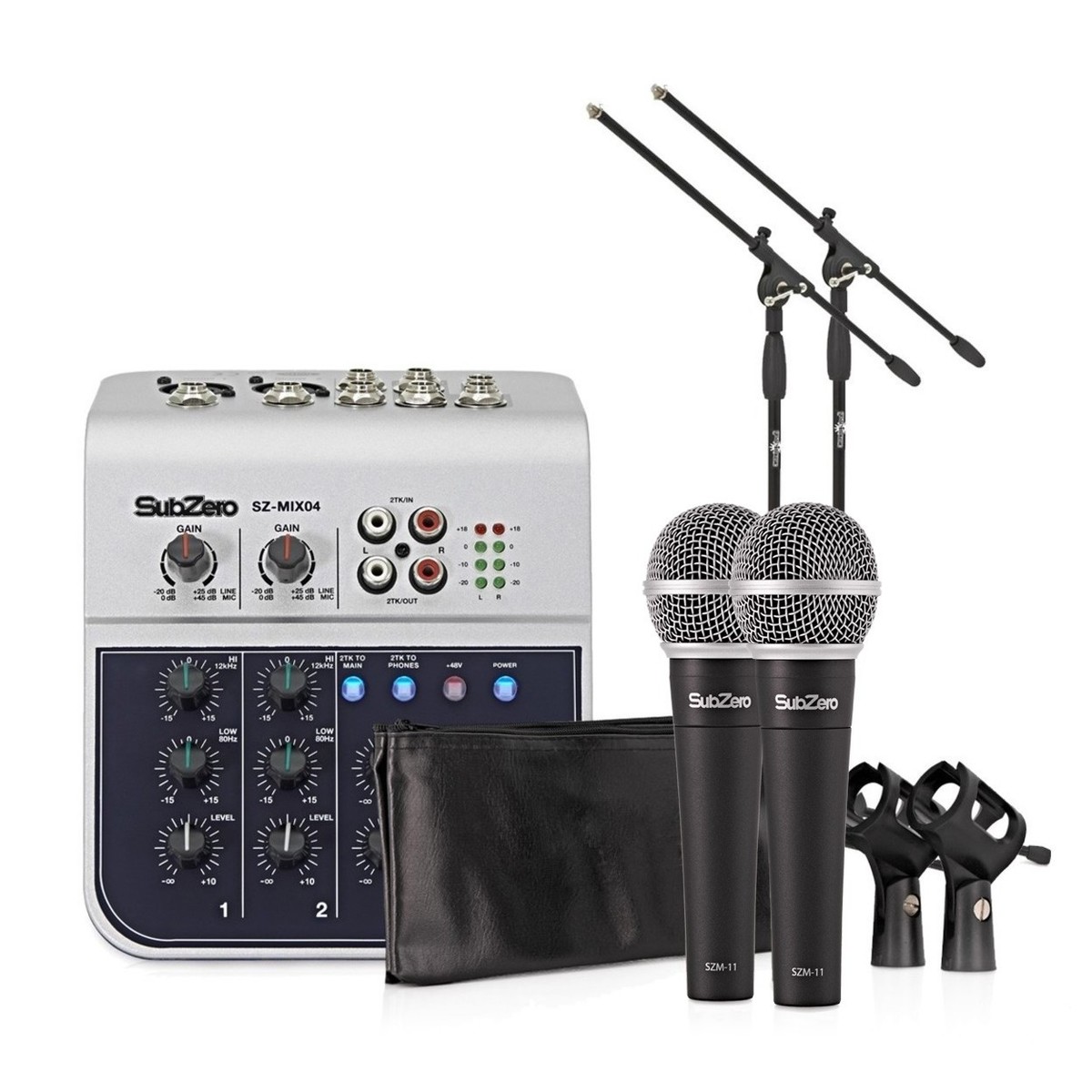 SubZero 4 Channel Mini Mixer and Microphones Bundle –  New In the Box        Microphone