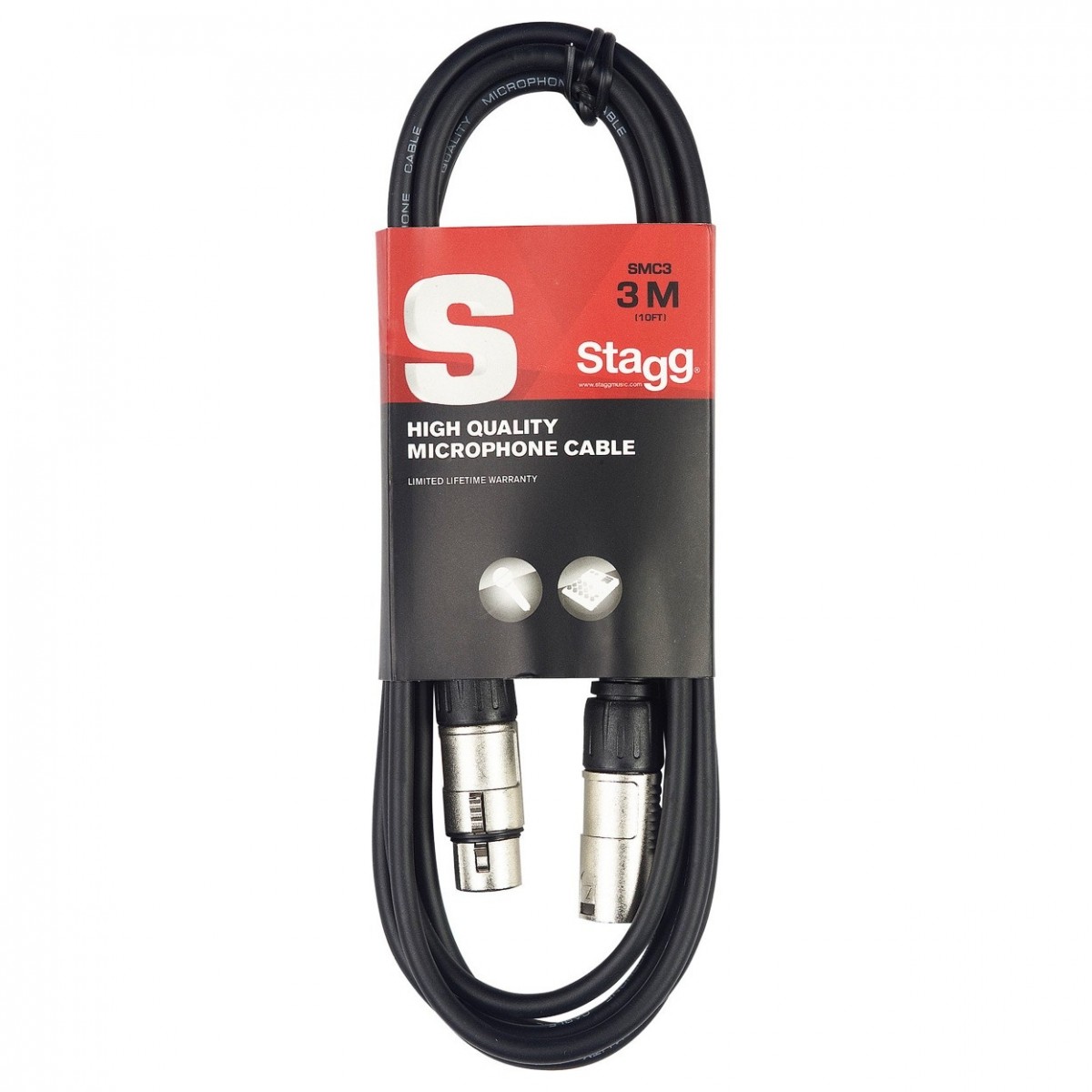 Stagg 3m XLR to XLR Microphone Cable - Black -  New In the Box  3 metre cable     XLR Microphone Cable Microphone