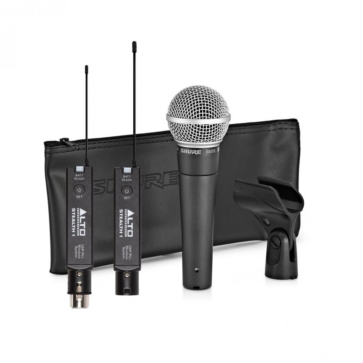 Shure SM58 with Alto Professional Stealth 1 UHF XLR Wireless System