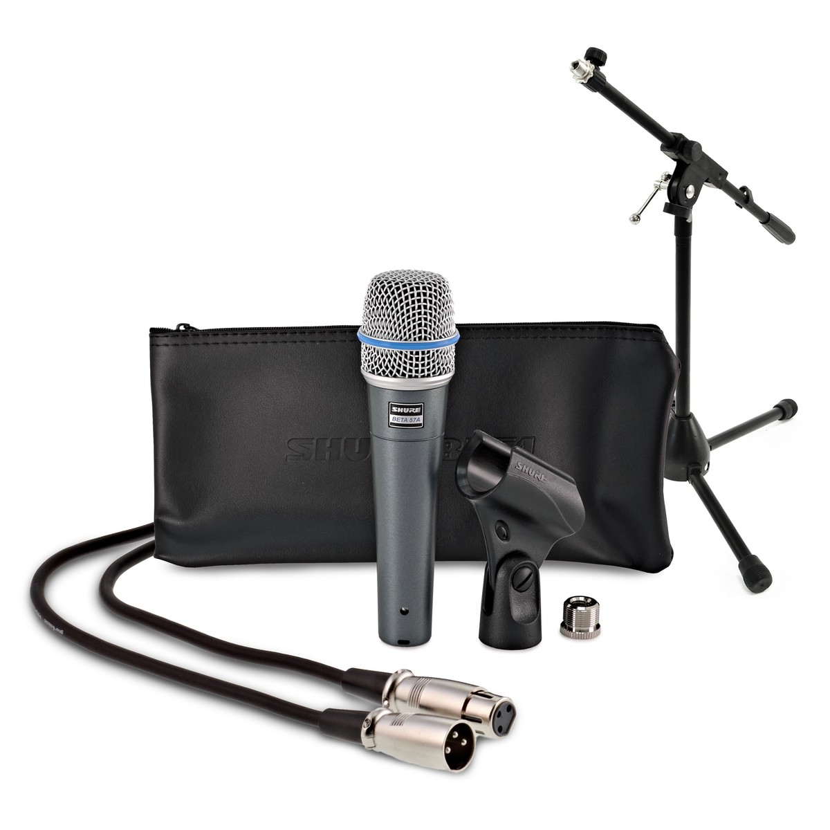 Shure Beta 57A Dynamic Instrument Mic with Low Mic Stand and 6m Cable