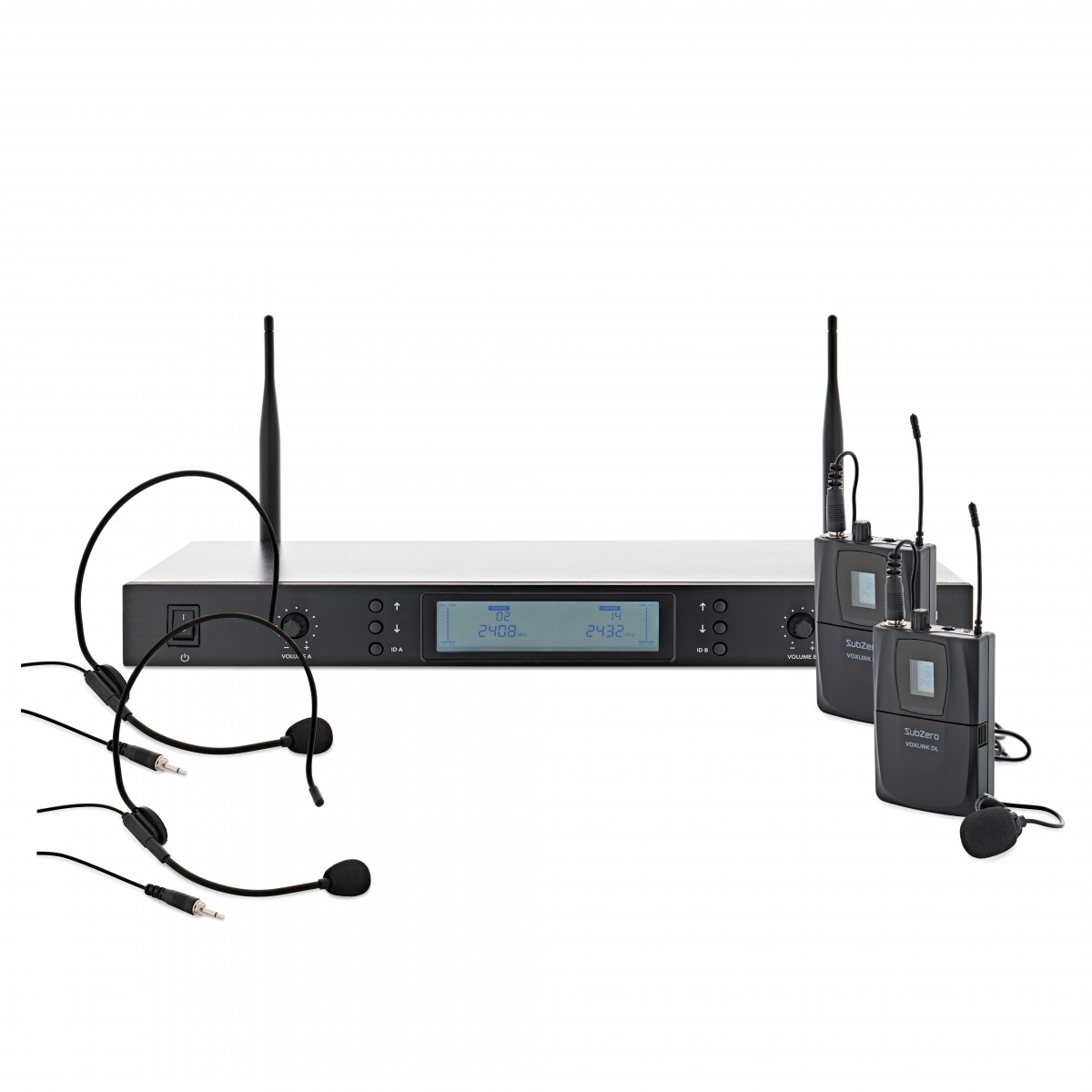 SubZero VOXLINK-2DL Dual Digital Wireless Headset and Lav Mic System