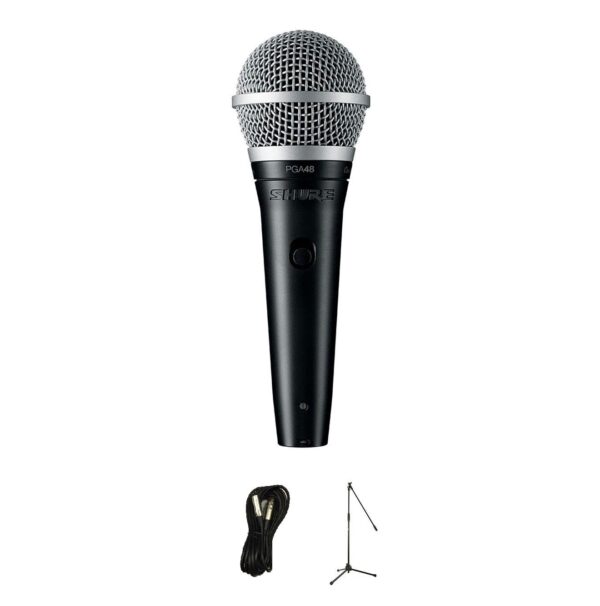 Shure PGA48-QTR-E Dynamic Microphone Bundle with Mic Stand and XLR Cable