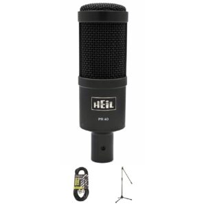 Heil Sound PR40 in Black Mic Bundle w/ Stand and XLR Cable