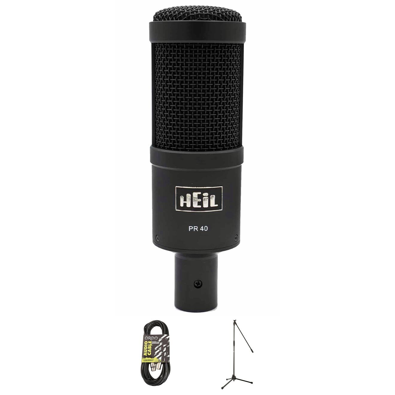Heil Sound PR40 in Black Mic Bundle w/ Stand and XLR Cable