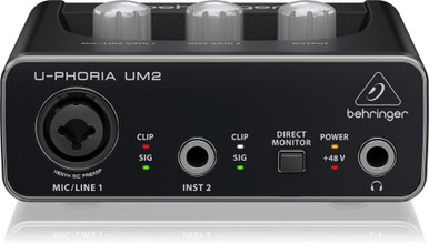 Behringer U-Phoria UM2 Audiophile 2x2 USB Audio Interface with XENYX Mic Preamplifier
