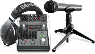 Behringer Complete PODCASTUDIO 2 Bundle with USB Mixer, Microphone, Headphones and More