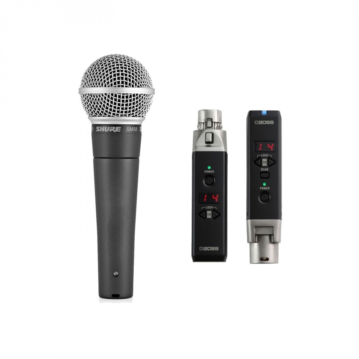 Shure SM58 Dynamic Vocal Microphone with Boss Digital Wireless System