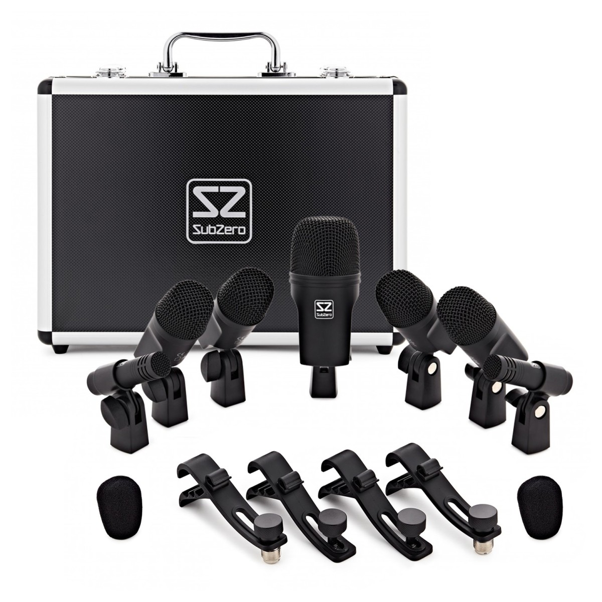 SubZero 7 Piece Drum Microphone Set with Case and Clamps