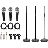 SubZero SZM-11S Dynamic Vocal Microphone with Switch 3 Straight Stand Pack