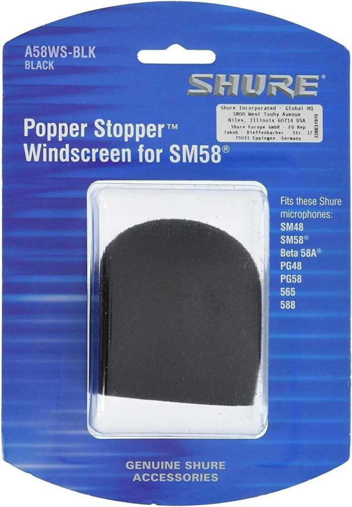 Shure A58WS-BLK - Foam Windscreen for SM58, Beta58A, SM48, and 565SD Mics