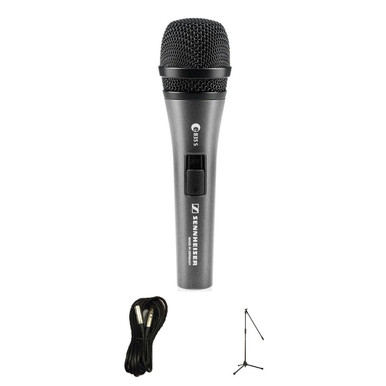 Sennheiser E835S Dynamic Cardioid Microphone Bundle with Mic Stand and XLR Cable