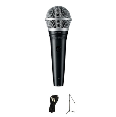 Shure PGA48-XLR-E Cardioid Dynamic Microphone Bundle with Mic Stand and XLR Cable