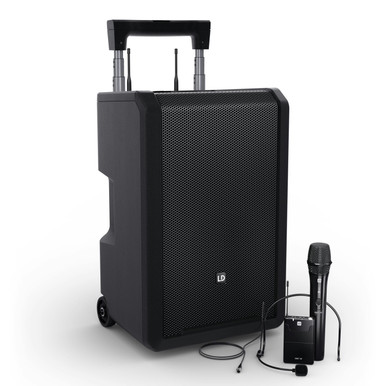 LD Systems ANNY 10 - Portable Battery Powered Bluetooth PA System with Handheld & Headset Wireless Mics - Ch. 70
