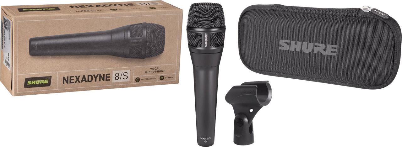 Shure Nexadyne Supercardioid Vocal Microphone including mic clip & protective case, Black