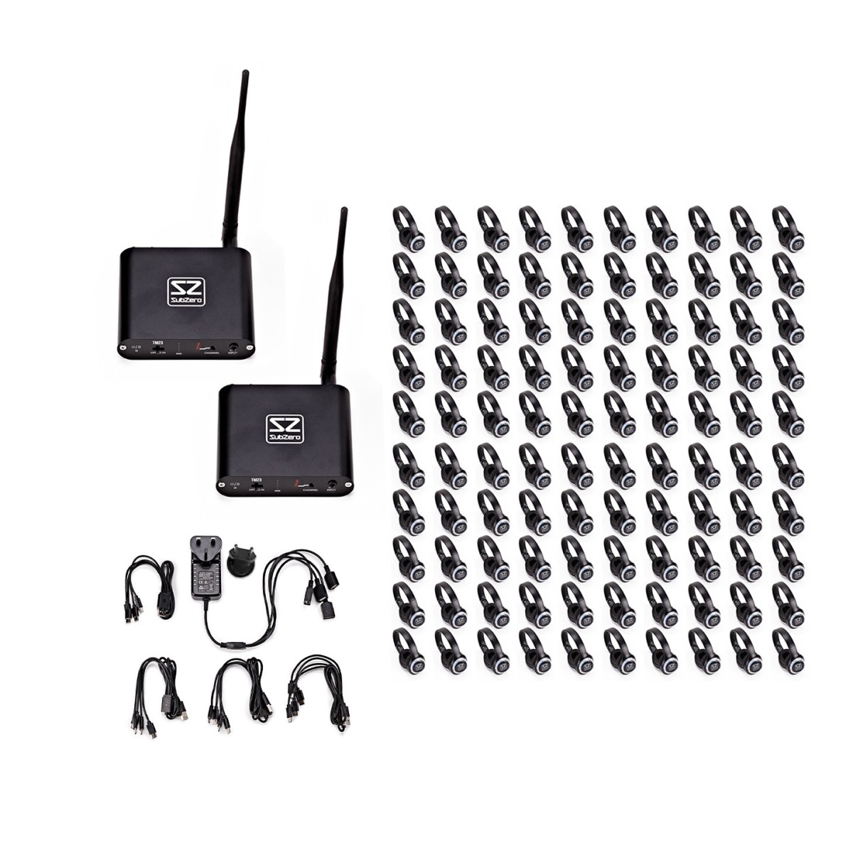 SubZero UHF Silent Disco System 100 Pack