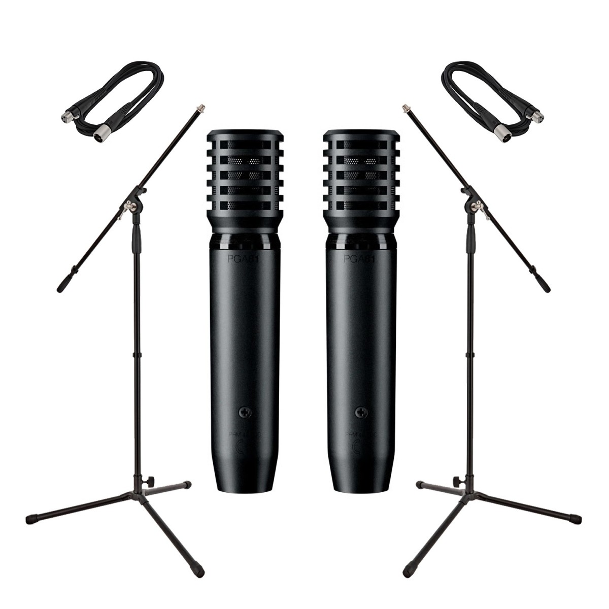 Shure PGA81 Condenser Pair with Stands and Cables