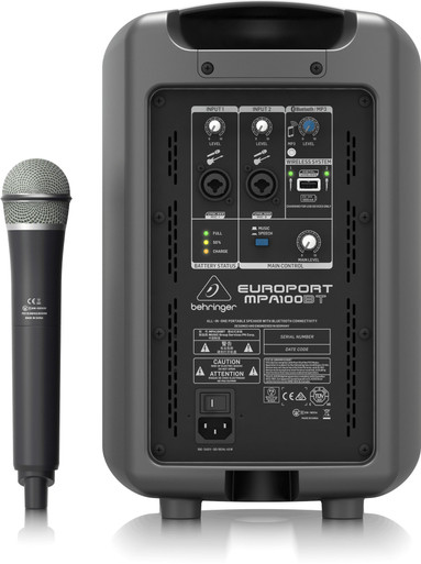 Behringer MPA100BT Portable Battery Powered Speaker with Wireless Microphone