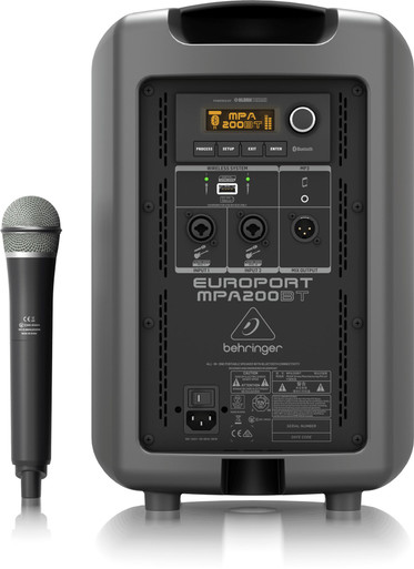 Behringer MPA200BT All-in-One Portable 200-Watt Speaker with Wireless Microphone,