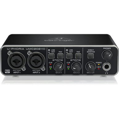Behringer UMC202 Interface Bundle with Behringer C1 Microphone, Stand & Cables
