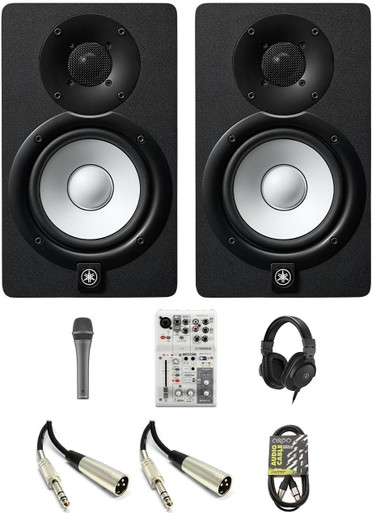 Yamaha HS5 Monitor Bundle with YDM505 Mic, HMT5 Headphones AG03MK2 & Cables