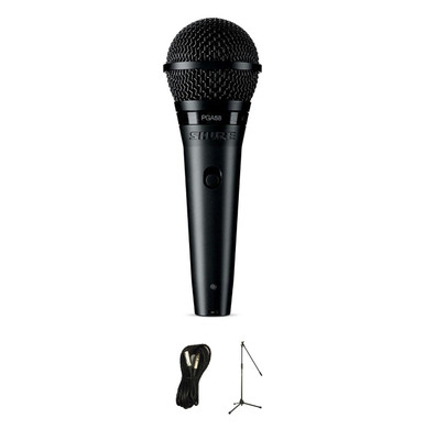 Shure PGA58 Cardioid Dynamic Microphone Bundle with Mic Stand and XLR Cable