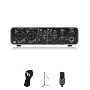 Behringer UMC202HD USB Audio interface with SE X1A Condenser Microphone, Cable and Stand