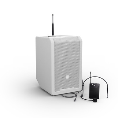 LD Systems ANNY 8 HHD B8 W battery powered PA Speaker + Mixer + Headset Microphone in Pure White