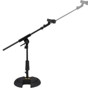 Hercules Low Round Base Mic Stand, Telescopic Boom