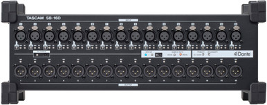 Tascam SB-16D - 16 In / 16 Out Dante Stage Box with built in 32-bit ADC & Class 1 HDIA mic-preamps