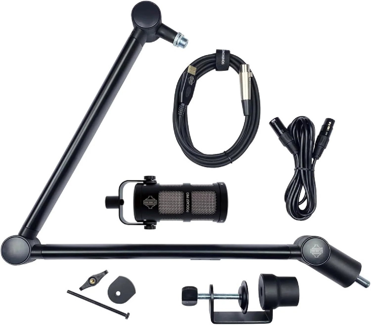 Sontronics Voicecasting Pack - BLACK Podcast Pro,ELEVATE stand,XLR-USB & XLR-XLR Cables