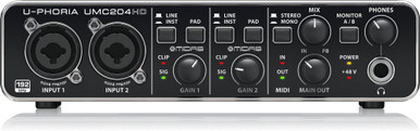 Behringer UMC204HD Audiophile 2x4 USB Audio Interface with MIDAS Mic Preamplifier