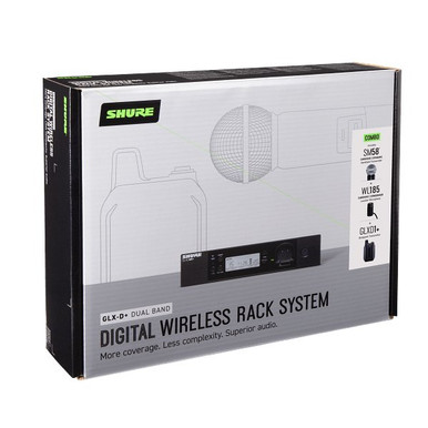 Shure GLXD124RPLUSUK85 Dual Band Wireless Sytstem with SM58, WL185 Lav Mic, and Half-Rack GLXD4R+ Receiver