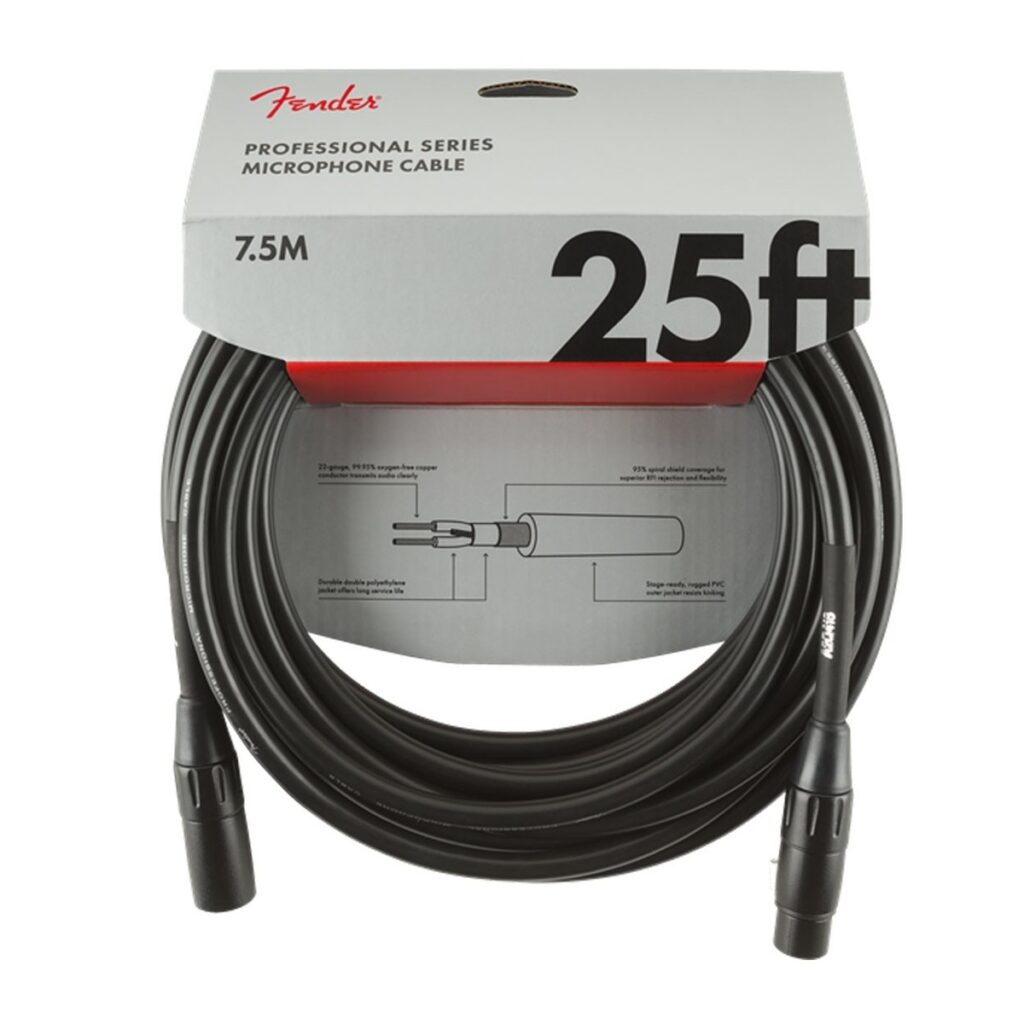 Fender Professional 25ft Microphone Cable Black