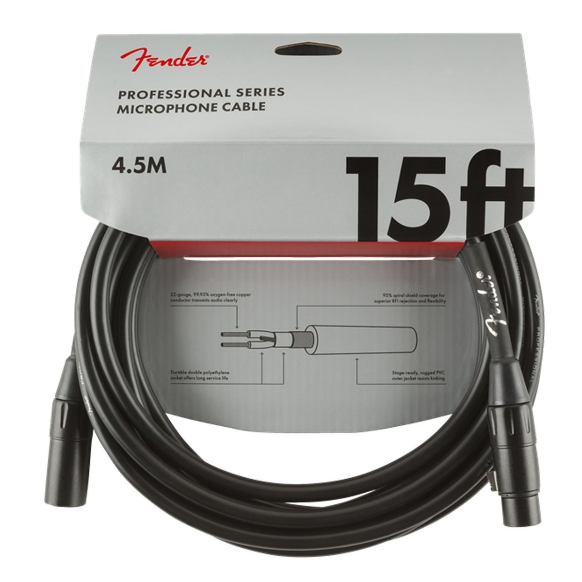 Fender Professional 4.5M/15ft Microphone Cable Black