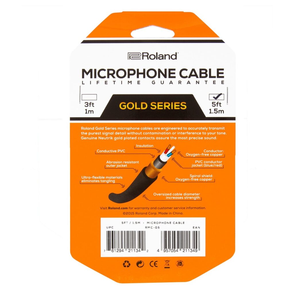 Roland Gold Series Microphone Cable 5ft/1.5m