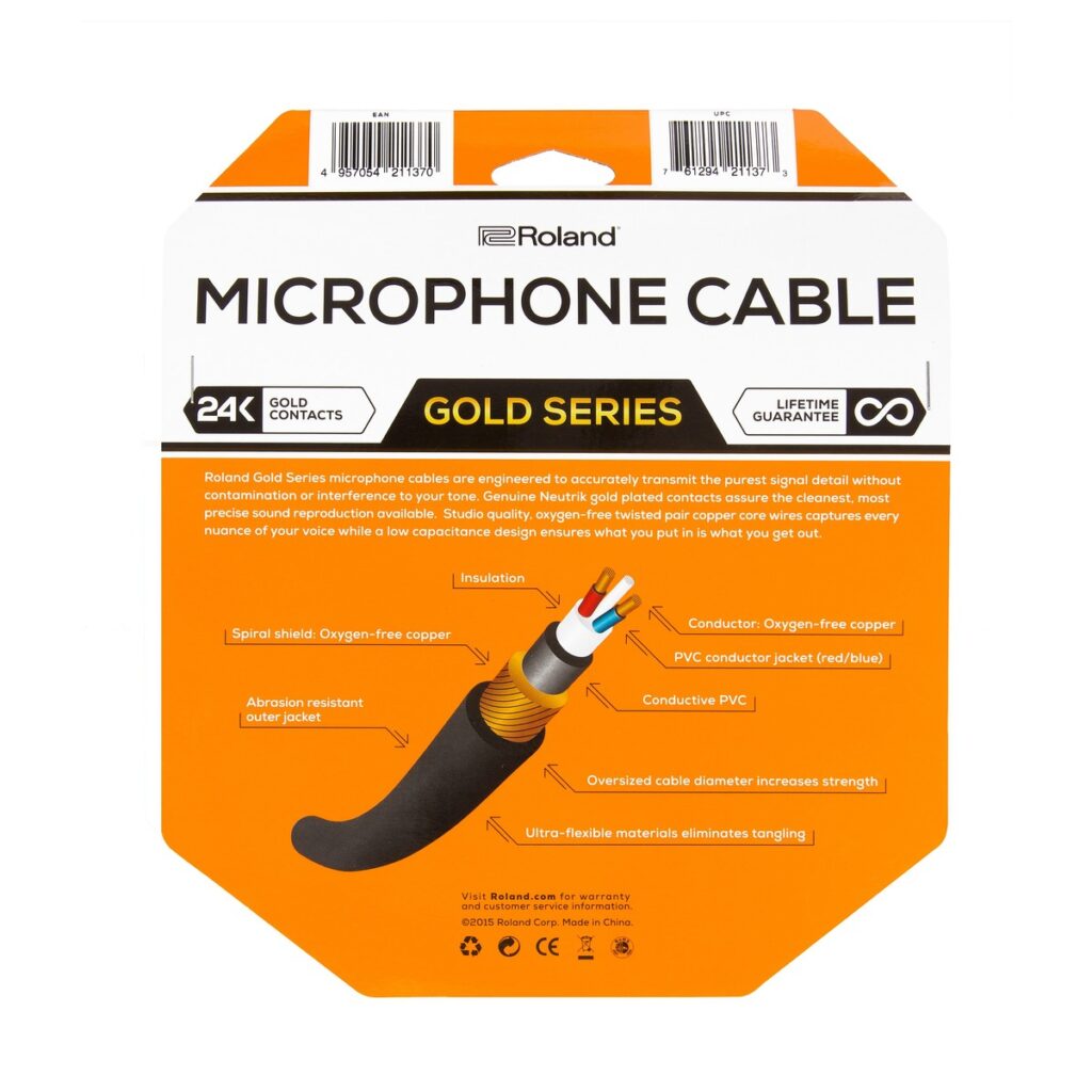 Roland Gold Series Microphone Cable 25ft/7.5m
