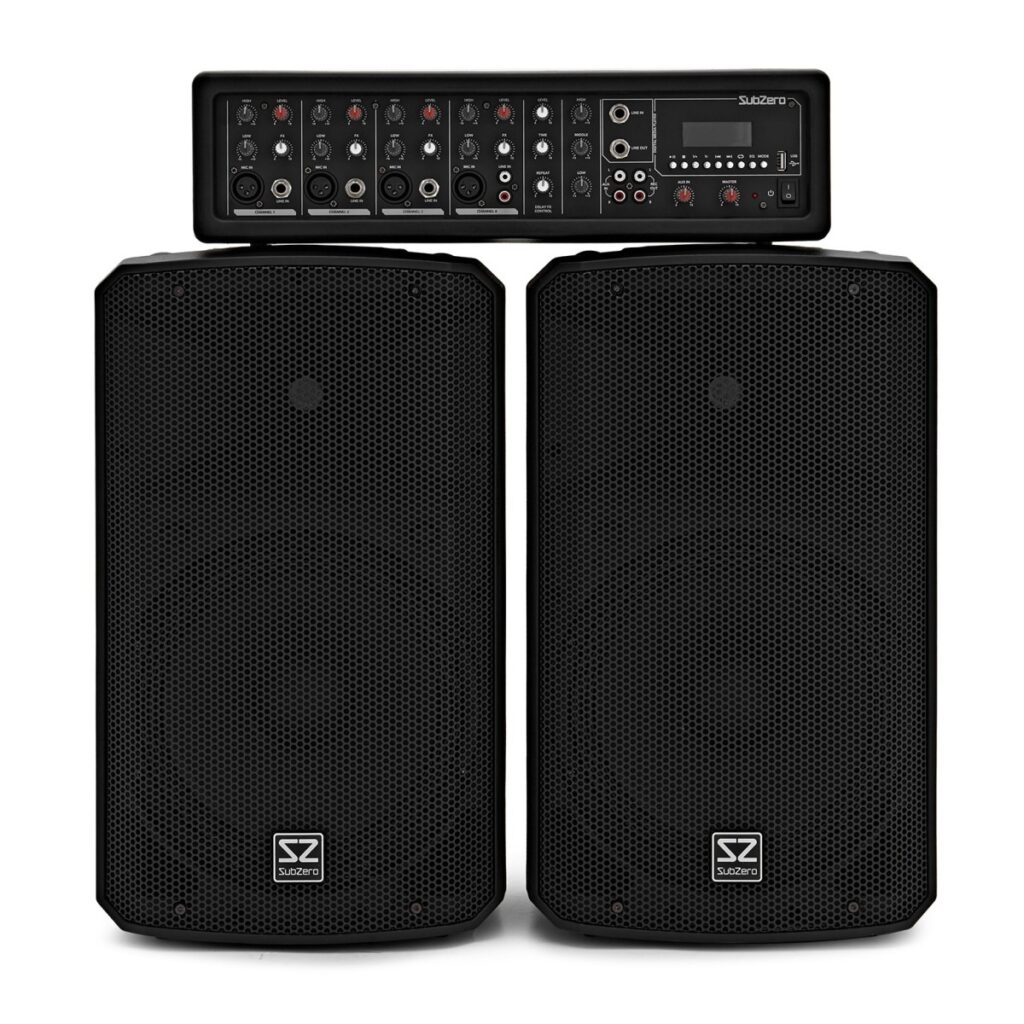 SubZero SZPA-410 175W 10" PA System with Microphones and Stands
