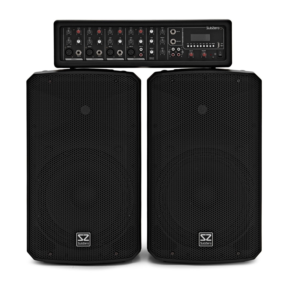 SubZero SZPA-410 175W 10" PA System with Microphones and Stands - Image 2