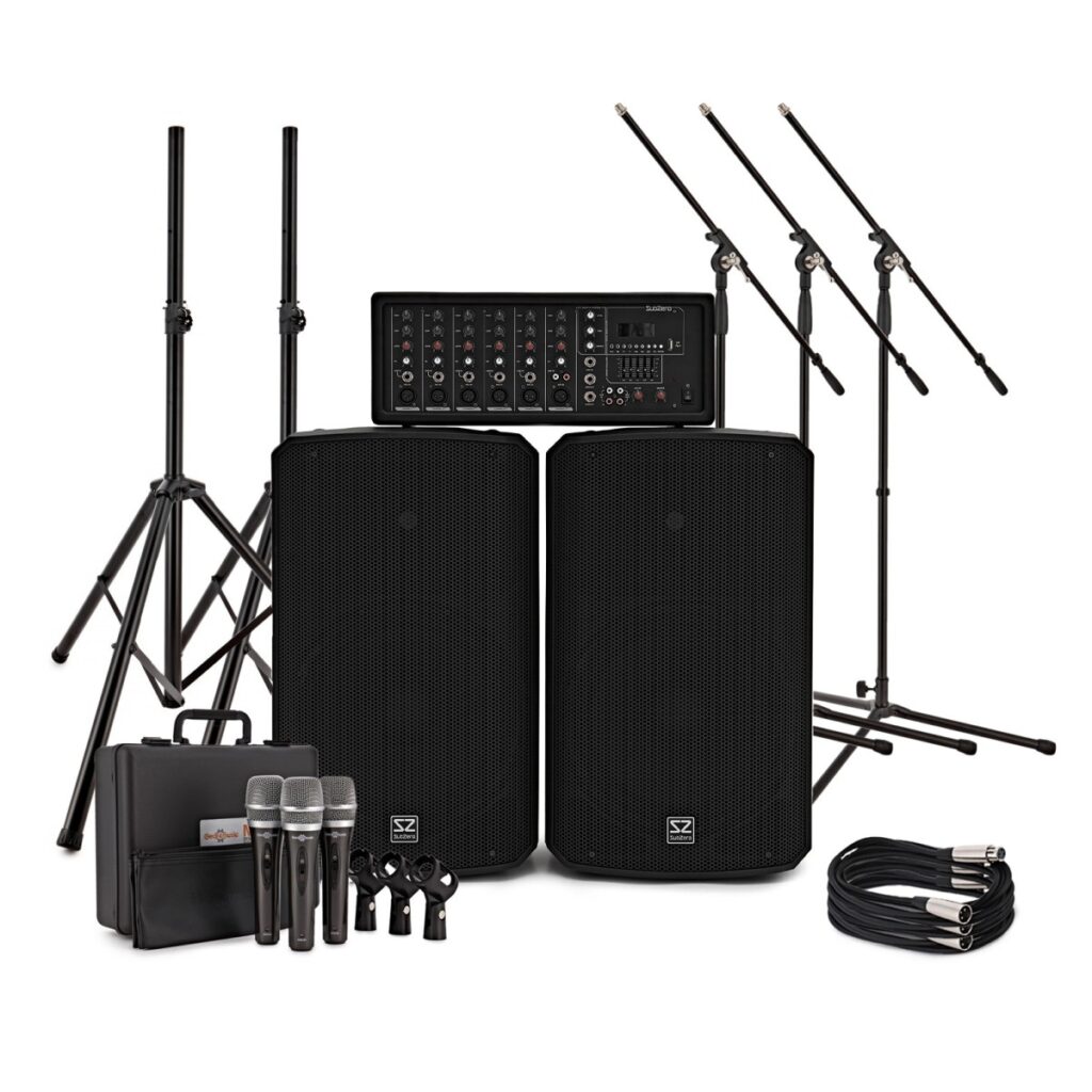 SubZero SZPA-612 250W 12" PA System with Microphones and Stands