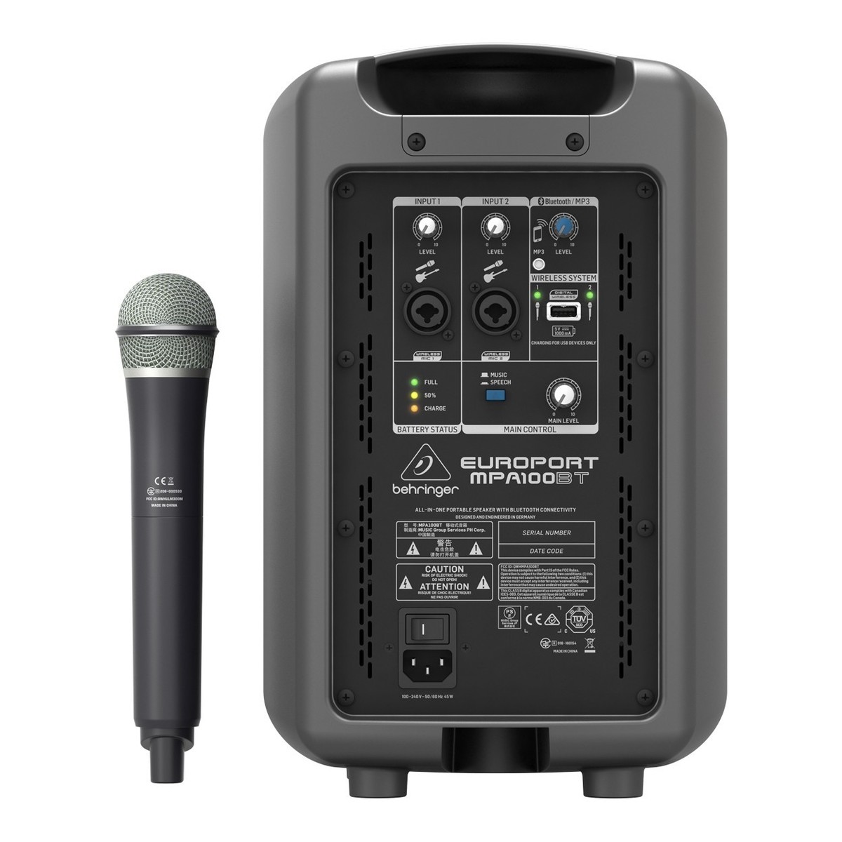 Behringer MPA100BT Portable PA System with Wireless Microphone - Image 3